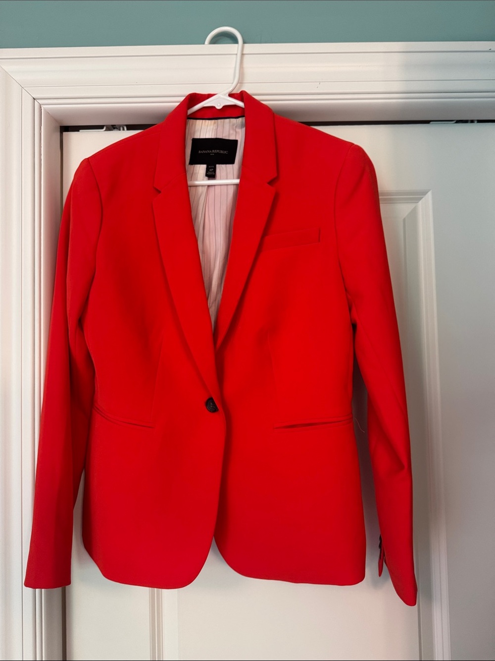 Banana Republic Bright Red Tailored Single-Button Blazer